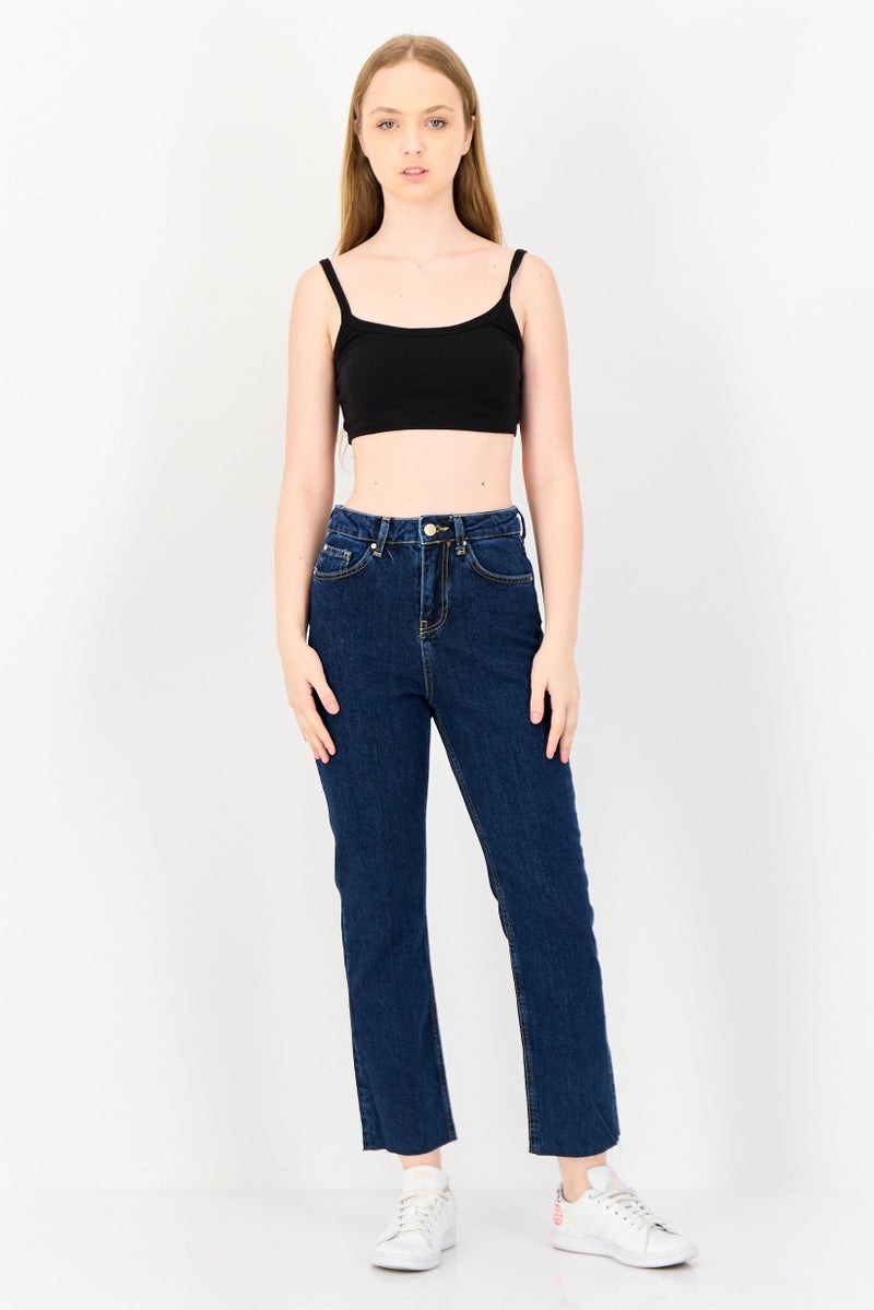 DeFacto Women Regular Fit Plain Stretchable Jeans, Blue - Image 2