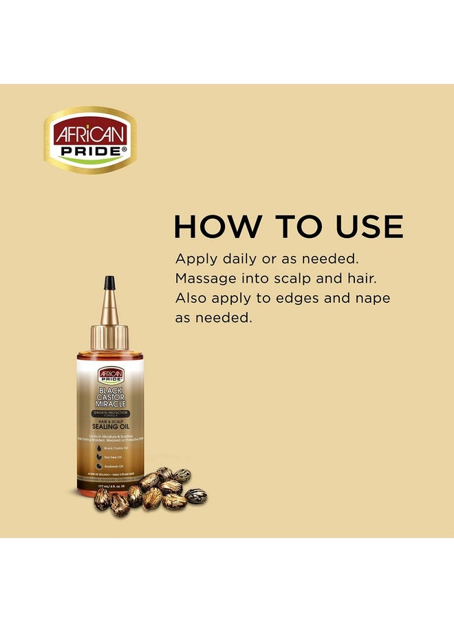 African Pride African Pride Black Castor Miracle Hair & Scalp Sealing Oil - Locks in Moisture & Soothes, Contains Black Castor/Tea Tree/Soybean Oil, 6 oz  - Image 2