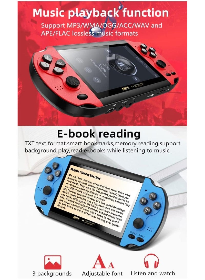 X7 Plus Handheld Game Console , 8GB Memory Preload 10000 Games Portable Video Games Support HDMI Output & Double Player Classic Arcade  Retro Game Player (5.1" Screen Red Blue) - Image 4