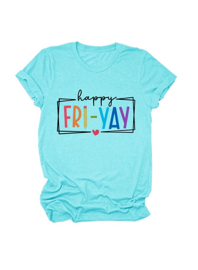 Teacher Shirts Women Happy Friday Shirt Teacher Friyay T-Shirt Teacher Appreciation Graphic Tees Funny Weekend Tops - Image 1