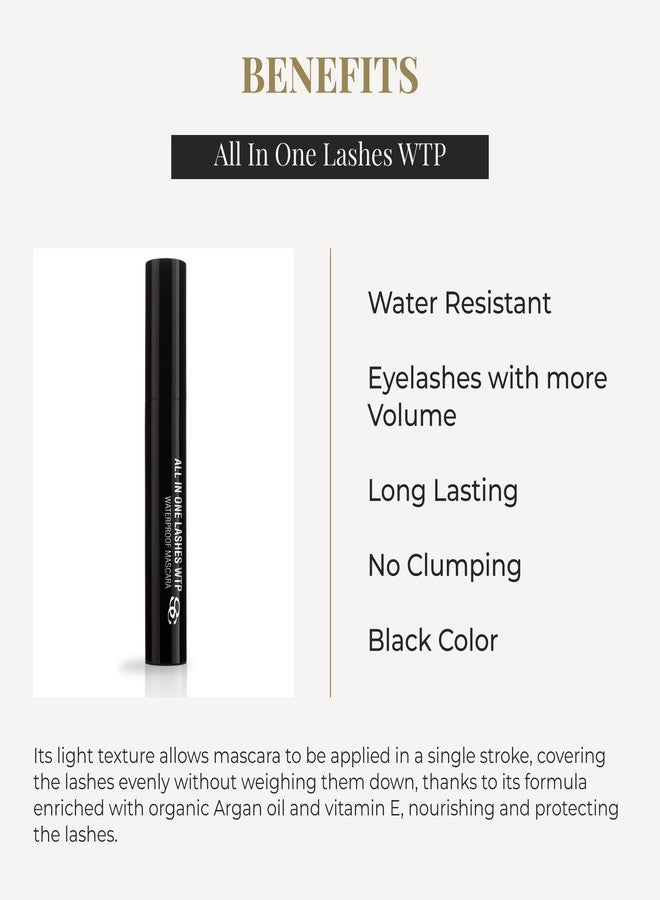 SALERM - Waterproof Mascara - All In One Lashes WTP - 9 ml - Waterproof - Adds Volume to Lashes - Long-Lasting - No Clumping - Black Color - Image 3