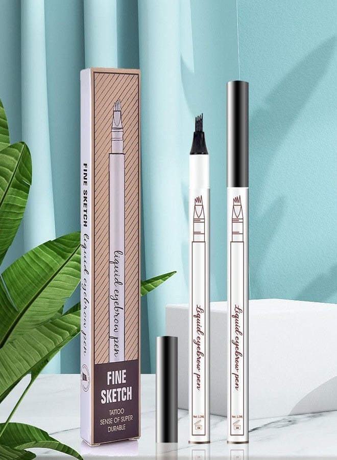 LESIGE Eeyebrow Ink Pencil by Brow Stylist -Micro 4 Point Brow Pen Lift & Snatch Eyeebrow Pen Kits with 3 Eyebrow Stencil Long-Lasting Waterproof Natural Eyebrow Hair (Black) - Image 1