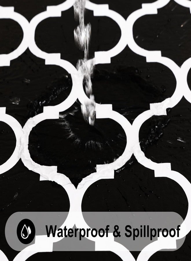 Smiry Square Table Cloth, Waterproof Vinyl Tablecloth with Flannel Backing for Square Tables, Wipeable Spillproof Plastic Tablecloths for Dining, Camping, Indoor and Outdoor (54"x54", Black) - Image 2