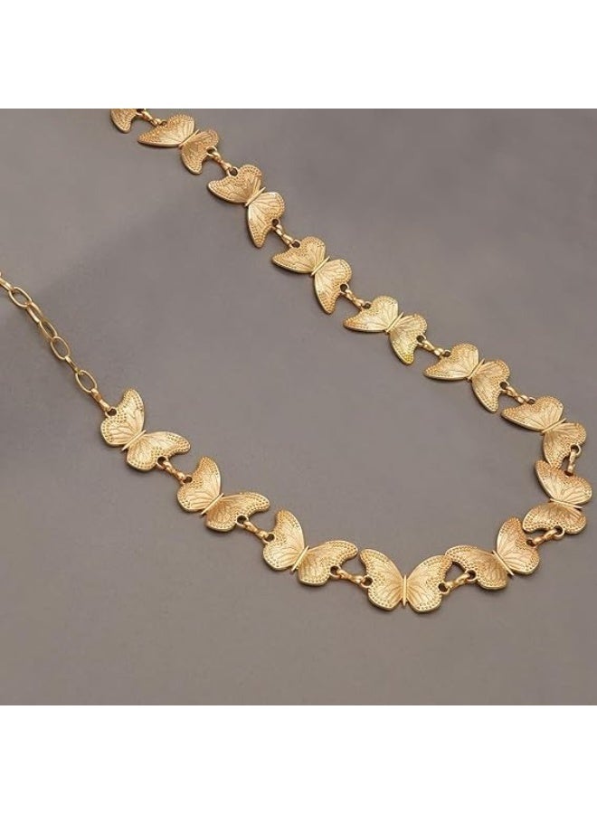 Gold Butterfly Chain Belt for Women, Adjustable One Size Metal Waist Chain with Textured Links, Lobster Clasp and Extender for Dresses, Skirts and Pants, 1 Piece - Image 5