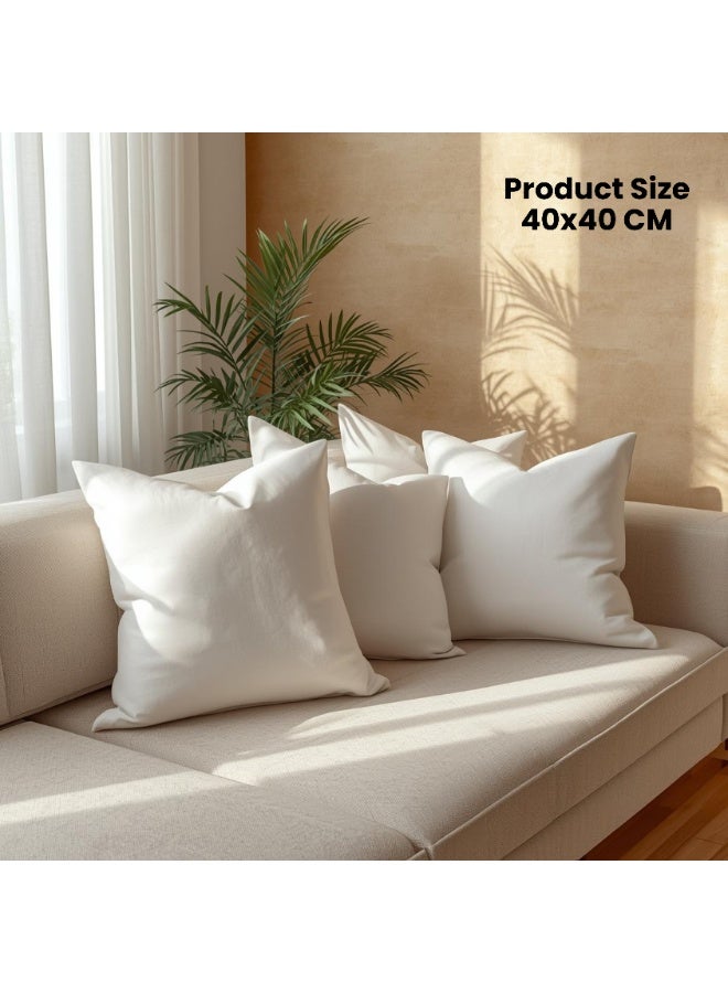 قطني وسائد ناعمة باللون الأبيض – طقم من 4 قطع – 40×40 سم – أنيق ومريح - Image 3