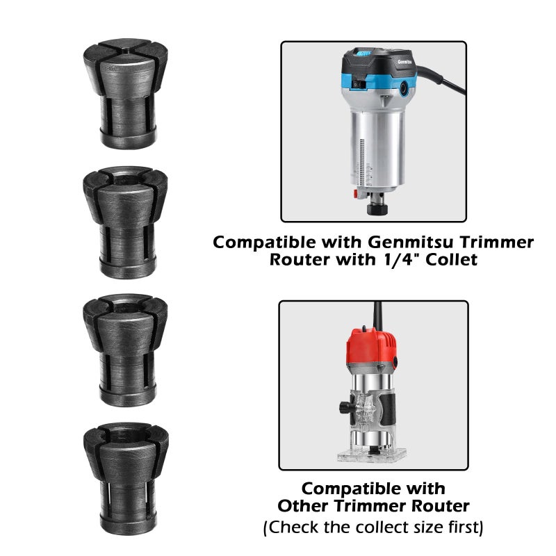 Genmitsu Router Collet Kit - 4pcs Collets, 1/8" to 5/16", For Trim Router, Engraving & CNC Machines - Image 5