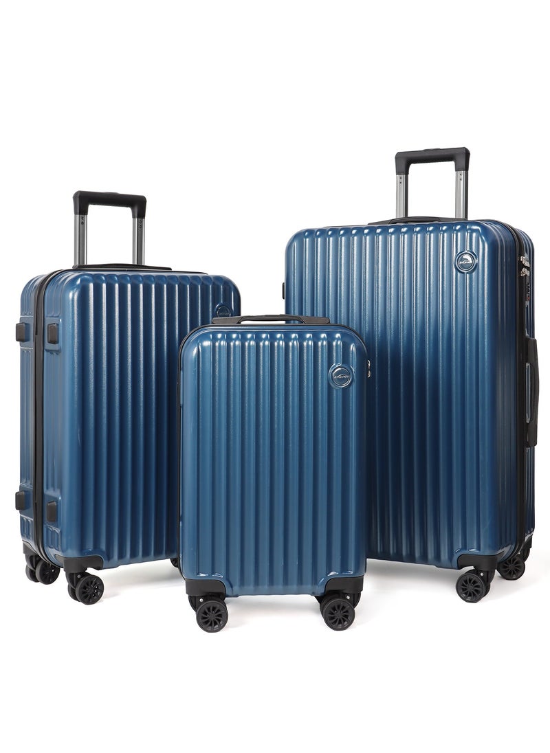 Aklsvion Aklsvion Luggage Bag Set Of 3 Pcs ABS+PC Hard Side Trolley Bags With 360°Rotational Wheels And Lockable System Top Quality Travel Bag Navy Blue  - Image 1