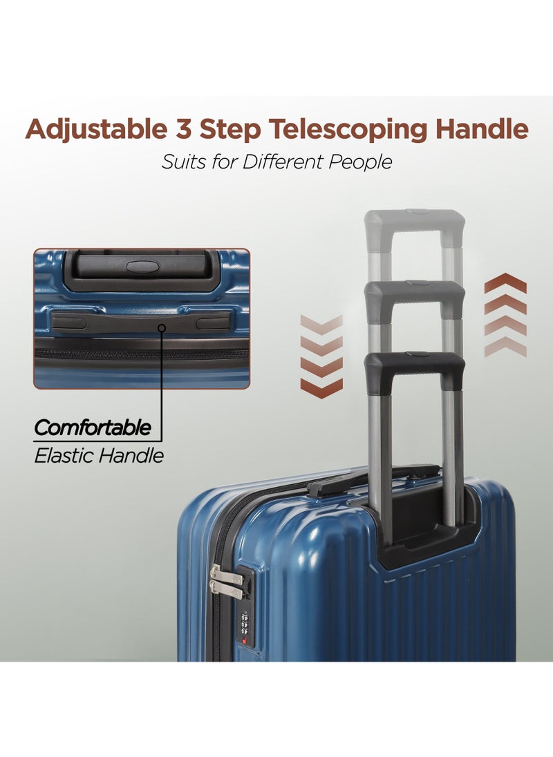 Aklsvion Aklsvion Luggage Bag Set Of 3 Pcs ABS+PC Hard Side Trolley Bags With 360°Rotational Wheels And Lockable System Top Quality Travel Bag Navy Blue  - Image 3