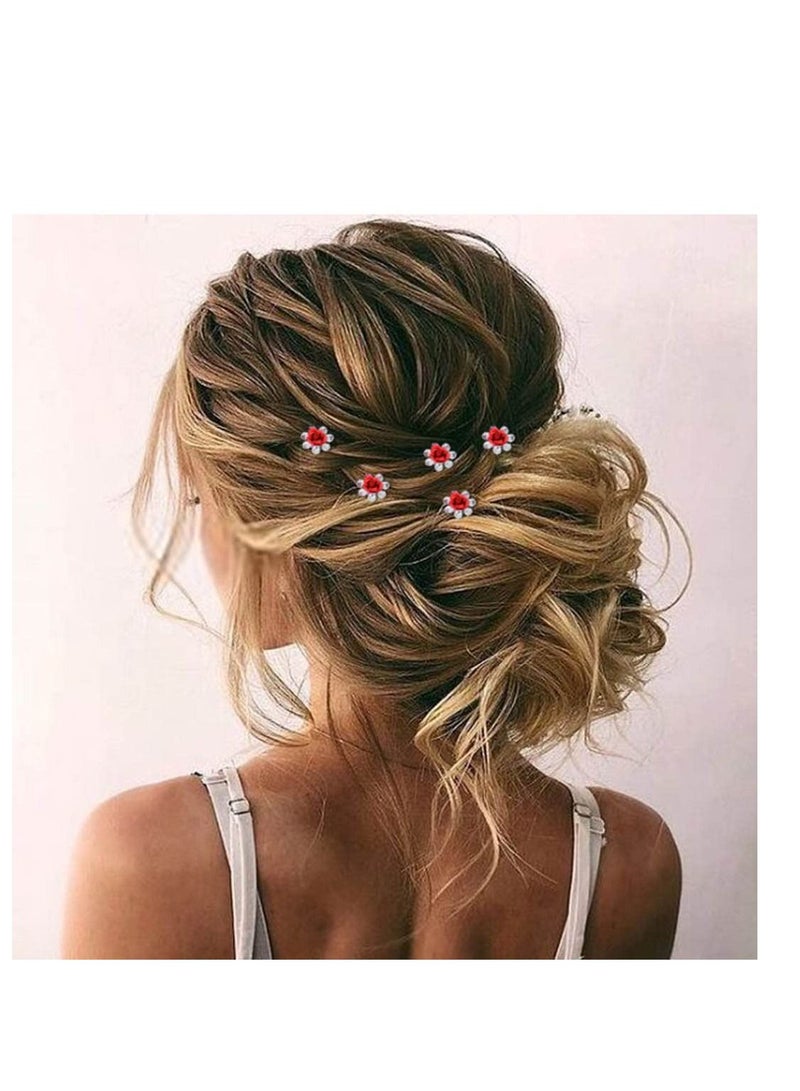 20 PCS U Shaped Chignon, Rose Flower Bobby Pins Metal Floral Hairpins, Hair Pins Vintage Hair Forks Metal U Shaped Chignon,  Suitable for Brides, Girl, Women, Flower Girl