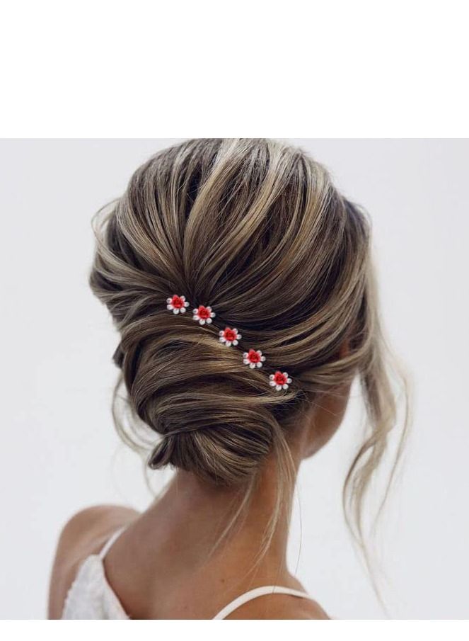 20 PCS U Shaped Chignon, Rose Flower Bobby Pins Metal Floral Hairpins, Hair Pins Vintage Hair Forks Metal U Shaped Chignon,  Suitable for Brides, Girl, Women, Flower Girl