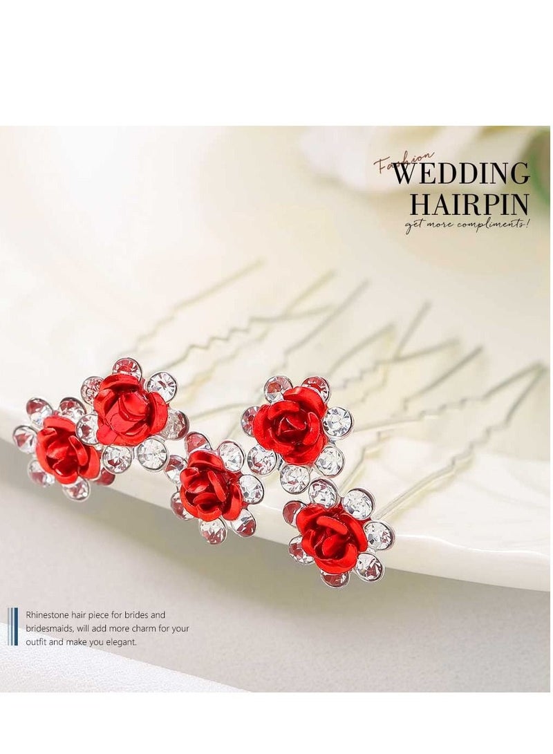 20 PCS U Shaped Chignon, Rose Flower Bobby Pins Metal Floral Hairpins, Hair Pins Vintage Hair Forks Metal U Shaped Chignon,  Suitable for Brides, Girl, Women, Flower Girl