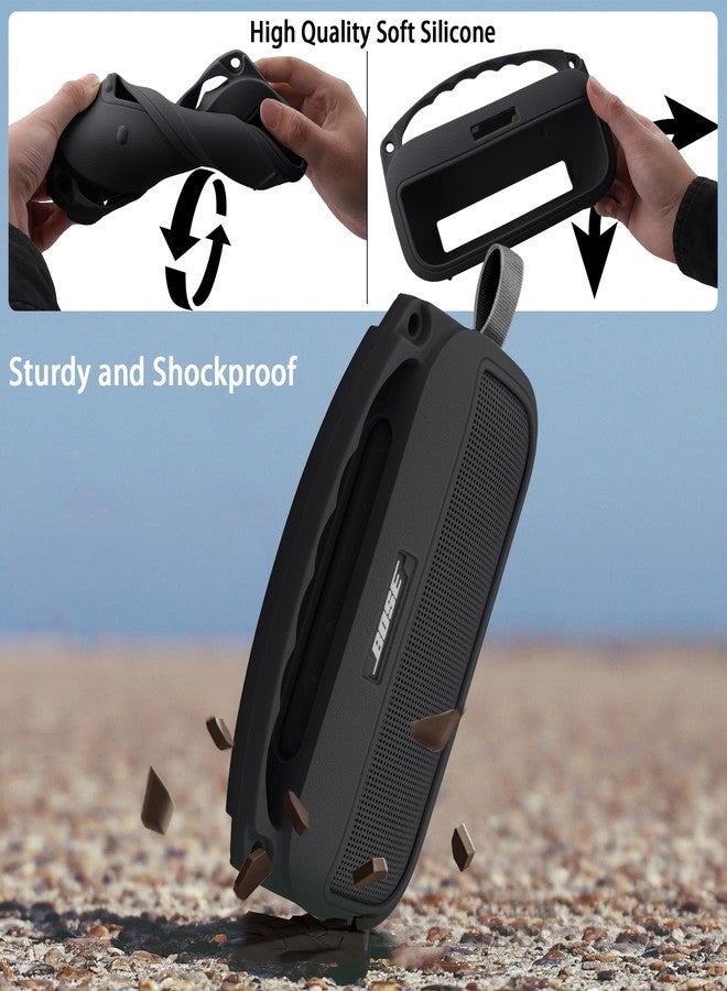 co2CREA Silicone Carrying Case for Bose SoundLink Flex (2nd Gen) Speaker, Portable Ultralight Silicone Protective Case with Carabiner and Shoulder Strap (Speaker Not Included) - Image 4