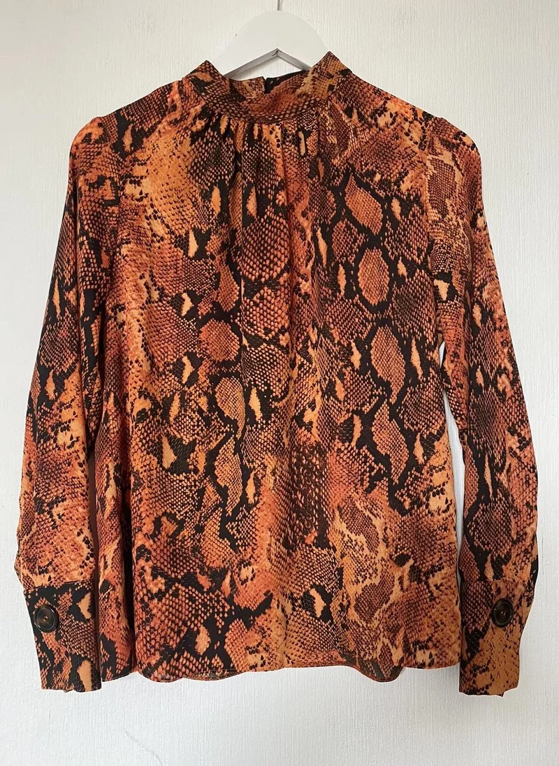 دوروثي بيركنز RUST SNAKE LONG SLEEVE TOP