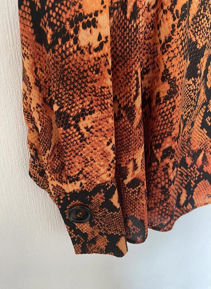 دوروثي بيركنز RUST SNAKE LONG SLEEVE TOP  - Image 5
