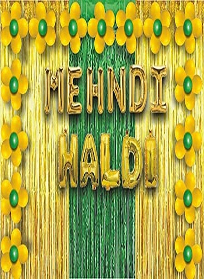 PS SHEVIN Haldi Mehndi Decoration Balloons Combo Set For Brides And Bridegrooms - Haldi Ceremony Decoration items, Foil Balloons, Curtains,1 Mehndi Foil 1 Haldi Foil | BW478,Engagement;Wedding