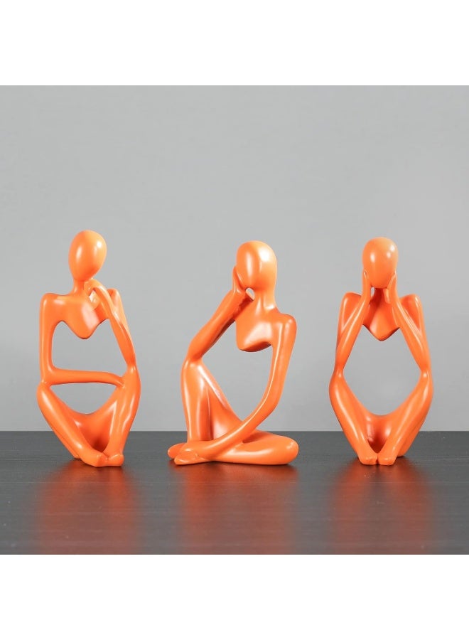 Orange Thinker Statue, Abstract Sculptures For Home Decor, Modern Resin Statues, Orange Ornaments For Bookshelves, Coffee Tables, Shelves, Desktop, Office Decor, Collectible Art Statues - Image 1
