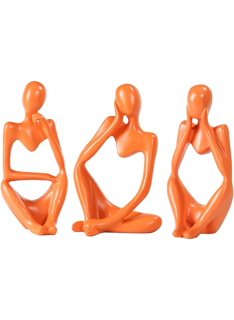 Orange Thinker Statue, Abstract Sculptures For Home Decor, Modern Resin Statues, Orange Ornaments For Bookshelves, Coffee Tables, Shelves, Desktop, Office Decor, Collectible Art Statues - Image 2
