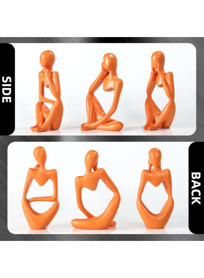 Orange Thinker Statue, Abstract Sculptures For Home Decor, Modern Resin Statues, Orange Ornaments For Bookshelves, Coffee Tables, Shelves, Desktop, Office Decor, Collectible Art Statues - Image 3