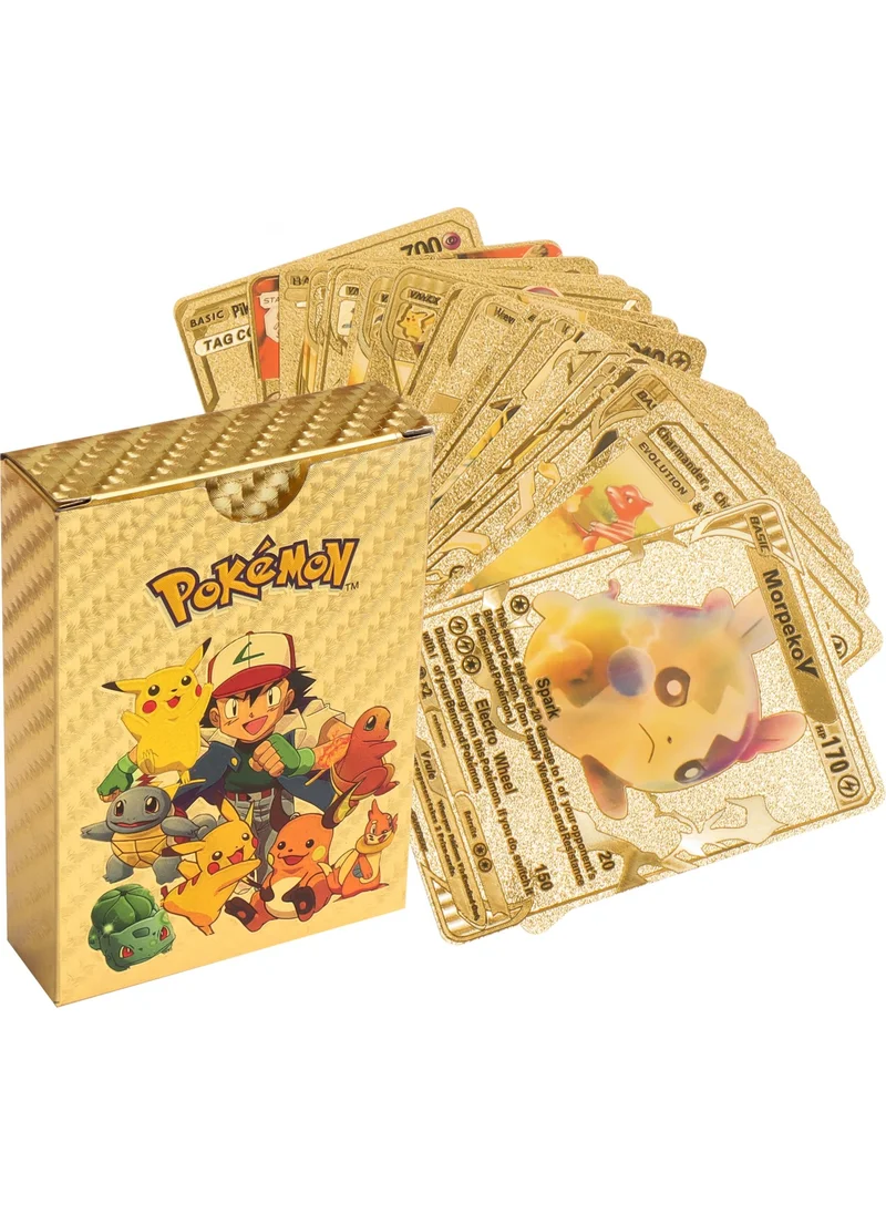 Mj Toys Pokemon Vmax Gold Card 55 Pieces Gold Leaf Embossed Flexible Collection Pokemon Gold Card 55