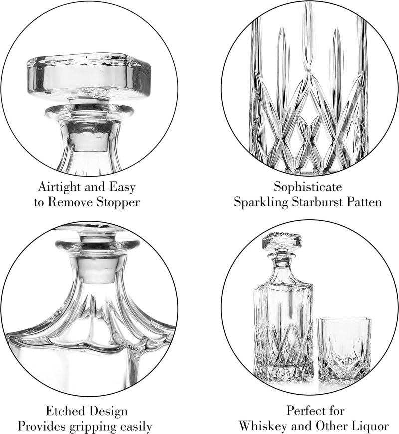Comfome Whiskey Decanter With Glass Stopper ,25 oz Liquor Decanter For Alcohol , Wine , Scotch , Brandy or Bourbon Decanter , Lead-Free Crystal Decanter - Image 3