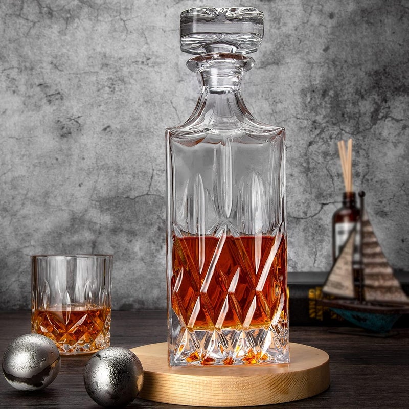 Comfome Whiskey Decanter With Glass Stopper ,25 oz Liquor Decanter For Alcohol , Wine , Scotch , Brandy or Bourbon Decanter , Lead-Free Crystal Decanter - Image 4