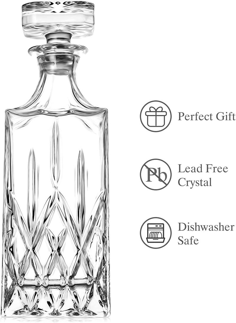 Comfome Whiskey Decanter With Glass Stopper ,25 oz Liquor Decanter For Alcohol , Wine , Scotch , Brandy or Bourbon Decanter , Lead-Free Crystal Decanter - Image 2
