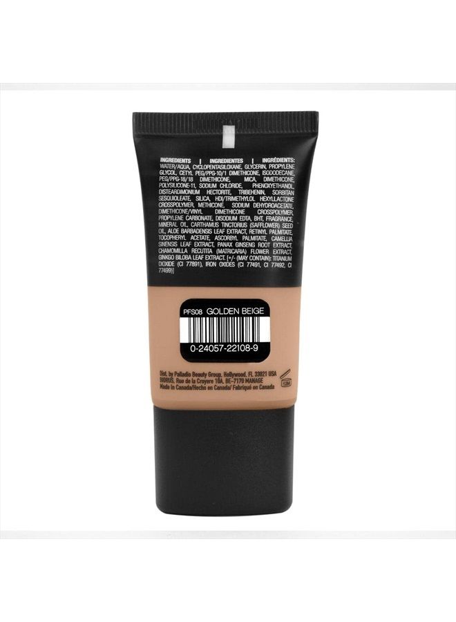 PALLADIO أساس سائل بلمسة بودر، مظهر مطفي طبيعي، يقلل من الخطوط الدقيقة، يغطي المسام الكبيرة، يخفي العيوب، يدوم طوال اليوم، تغطية خفيفة إلى متوسطة، بيج ذهبي - Image 4
