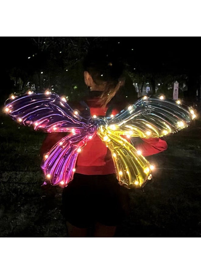 Luminous Internet Celebrous Inflatable Butterfly Wings Balloon Backwear Children's Toys Birthday Party Balloon Night Market Start-up Stall-Color:Glowing Butterfly Wings [lantern Style]-Specifications:One Pack [comes With A Pump]