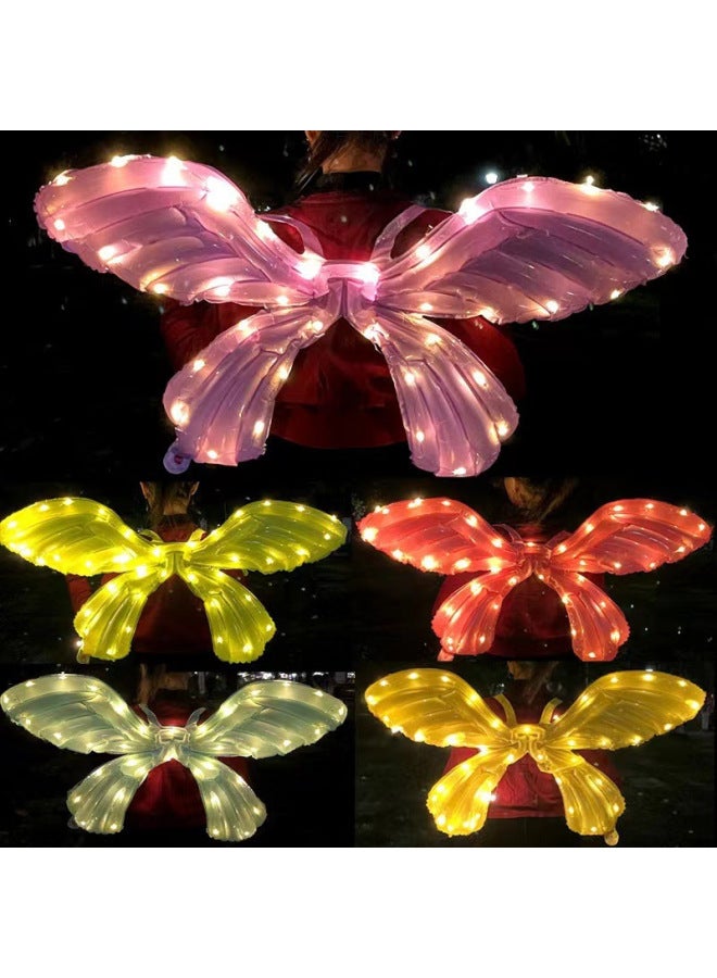 Luminous Internet Celebrous Inflatable Butterfly Wings Balloon Backwear Children's Toys Birthday Party Balloon Night Market Start-up Stall-Color:Glowing Butterfly Wings [lantern Style]-Specifications:One Pack [comes With A Pump]