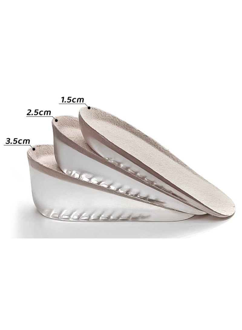 1 Pair Height Increase Insole Heel Lift Inserts Elevator Taller Shoe Insoles Insert Height Increase for Men Women, Beige - Image 1