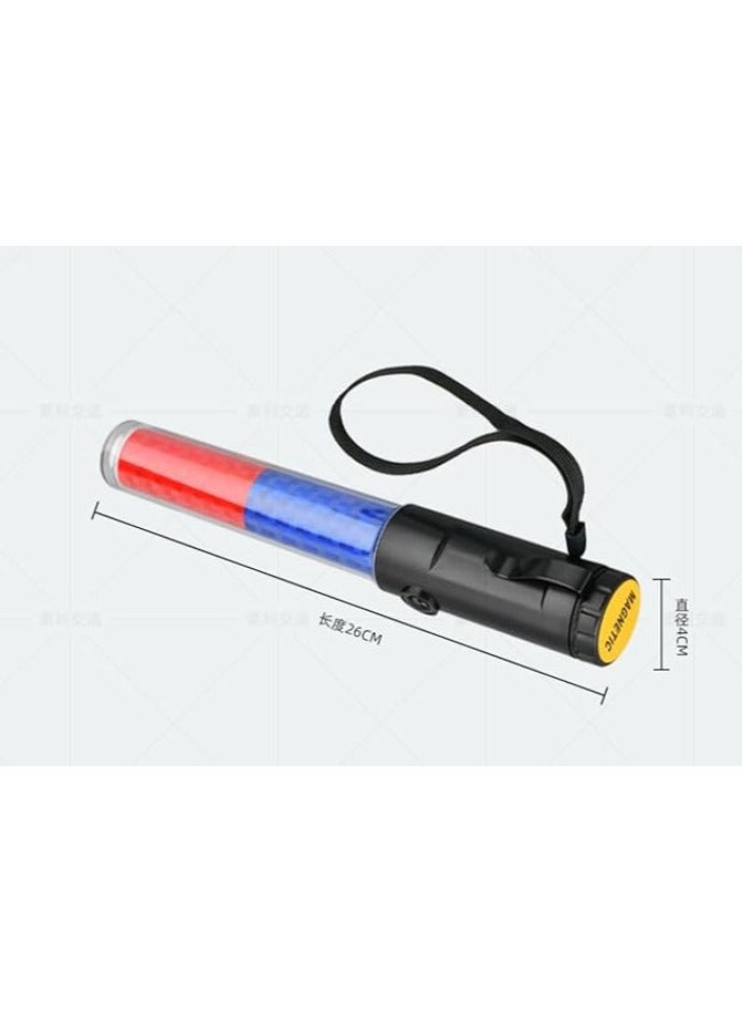 فيتاشيلي عصا المرور LED مع شاحن - ضوء تحذير أحمر وأزرق ومصباح يدوي وشعلة لحراس المرور - قابلة لإعادة الشحن - Image 2