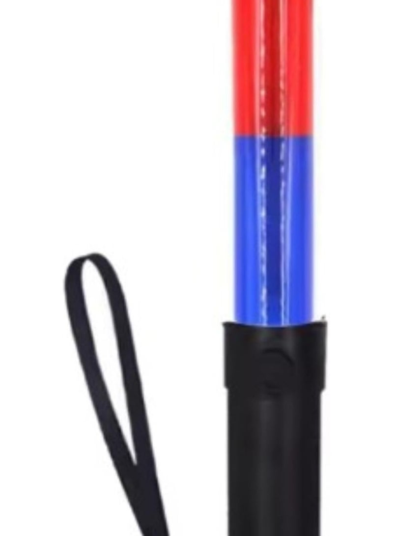 فيتاشيلي عصا المرور LED مع شاحن - ضوء تحذير أحمر وأزرق ومصباح يدوي وشعلة لحراس المرور - قابلة لإعادة الشحن - Image 1