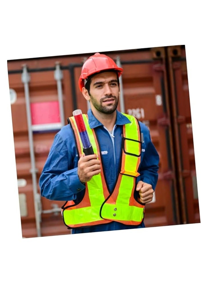 فيتاشيلي عصا المرور LED مع شاحن - ضوء تحذير أحمر وأزرق ومصباح يدوي وشعلة لحراس المرور - قابلة لإعادة الشحن - Image 3