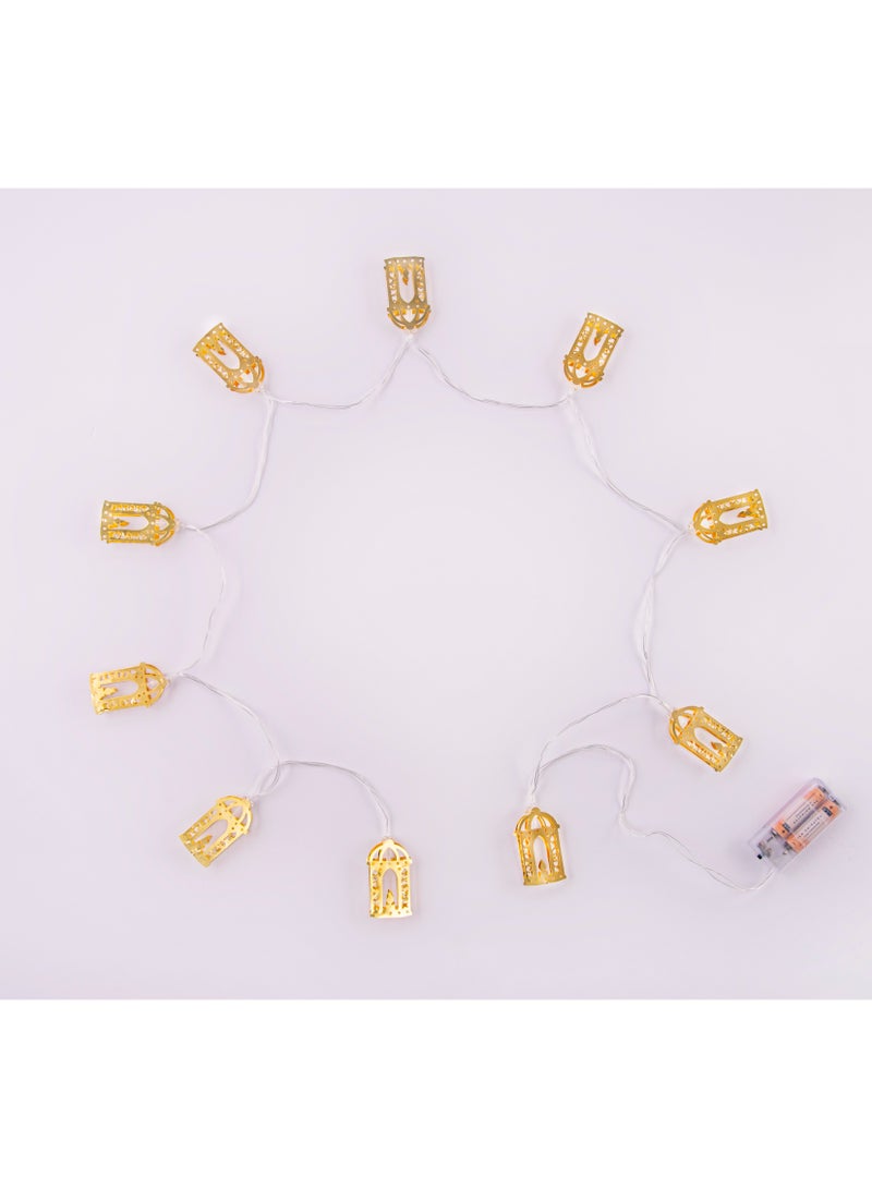 HILALFUL Ramadan Lantern String Light | Suitable for Living Room, Bedroom and Outdoor | Perfect Festive Gift for Home Decoration in Ramadan, Eid, Birthdays, Weddings | Battery Operated | 10 Lanterns - Image 1