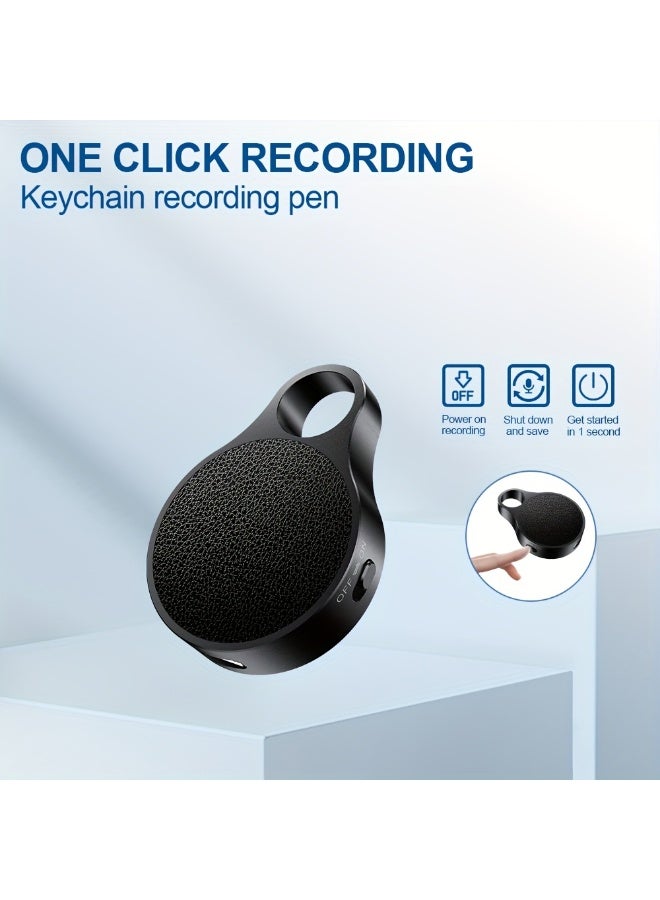 Mini Keychain Portable Tape Recorder, 32GB With Metal Shell, One-Click Recording Noise Reduction, Mp3 Playback Online Recorder, For Presentations/Interviews/Meetings (Black) - Image 3