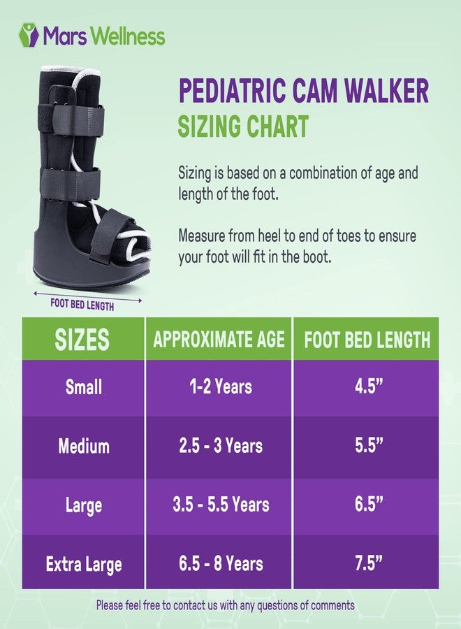 MARS WELLNESS Pediatric Walking Boot For Kids - Sprained Ankle Pediatric Ankle Brace - Kids Walking Boot - XL - Fits Children Ages 6.5-8 Years Old - Image 2