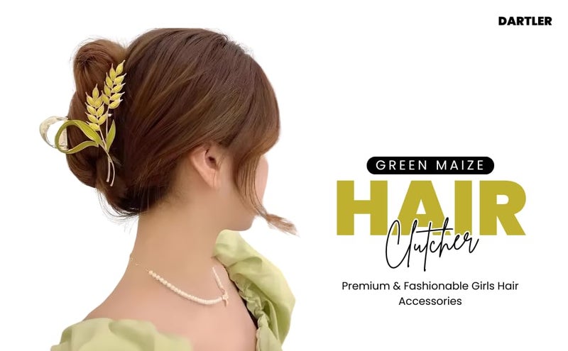 Dartler Green Maize Hair Clutcher For Women | Stylish Hair Claw For Girls | Trendy Alloy Metal Clip | Premium & Fashionable Girls Hair Accessories | Suitable In Various Occasions | Pack Of 1 - Image 4