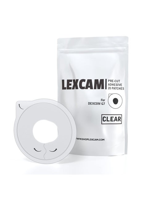 لاصقات لاصقة مقطوعة مسبقًا لجهاز Dexcom G7 – عبوة من 20 لاصقة شفافة مقاومة للماء لمراقبة الجلوكوز بشكل مستمر، لا يتضمن المستشعر