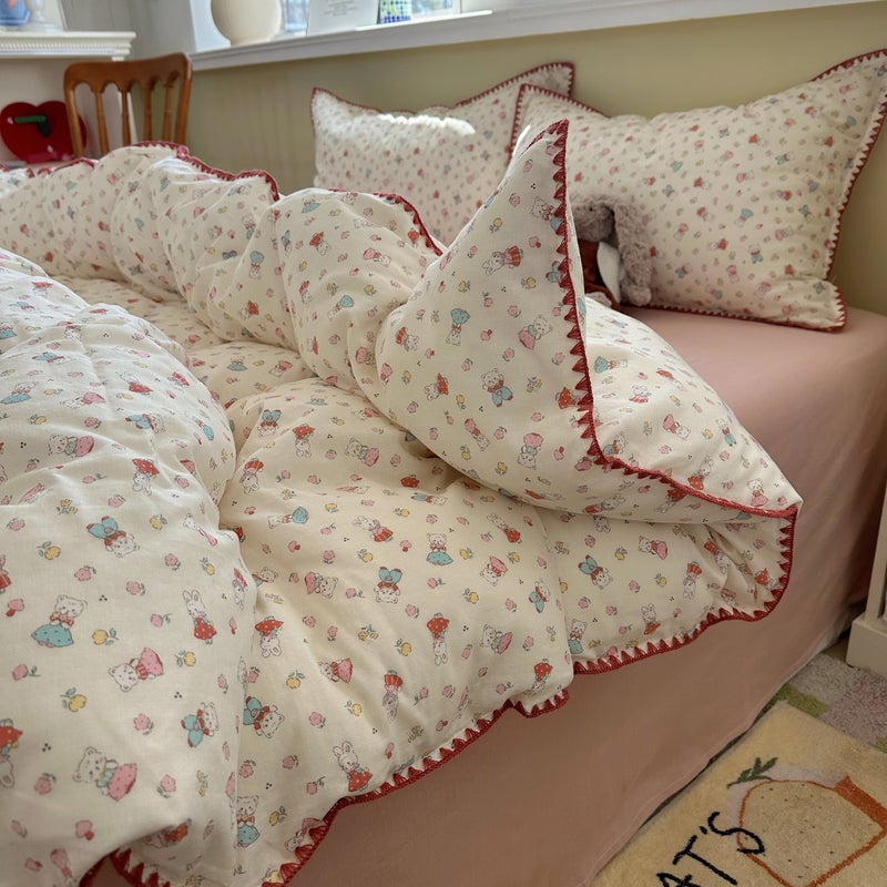 New A-Grade Cotton Double-Layer Printed Bedding Set for Dorms and Homes - Image 1