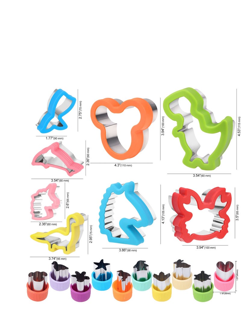 SYOSI Sandwich Cutters Set, 34Pcs Cookie Cutters Stainless Steel Set, Animal Shapes DIY Decoration Molds, Animal Sandwich Cutters, Vegetables Fruits Cutter, for Children Lunch School Holiday Party Gift - Image 2