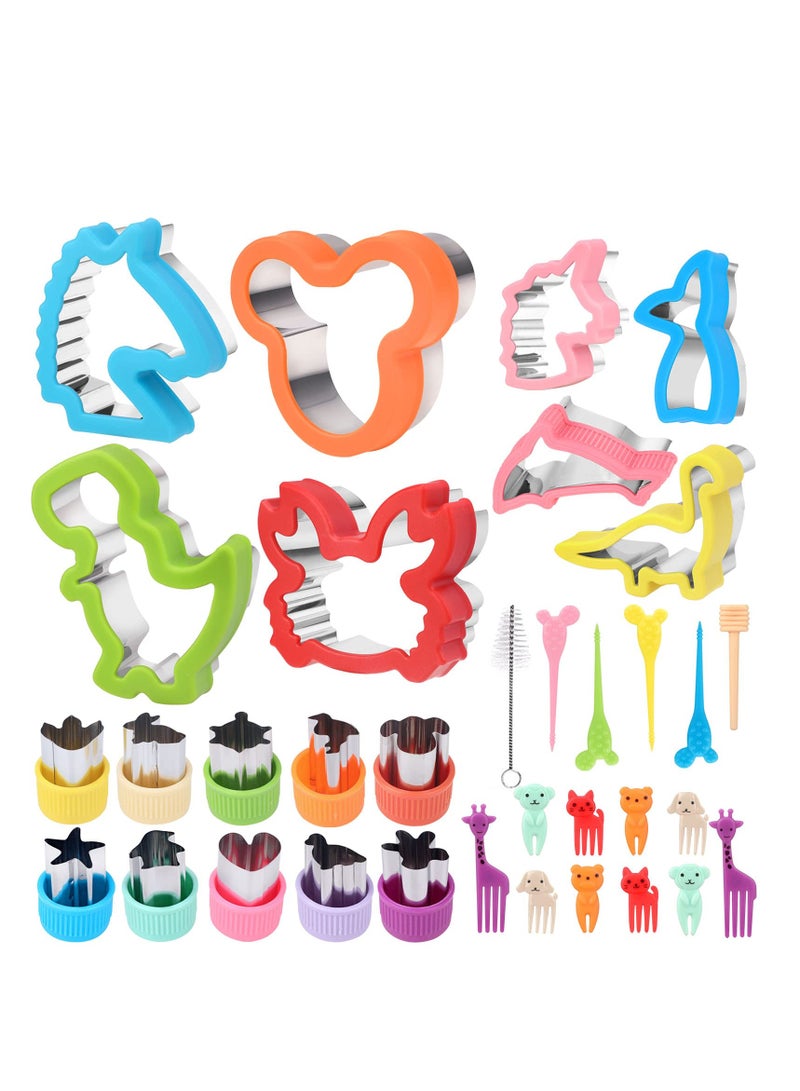 SYOSI Sandwich Cutters Set, 34Pcs Cookie Cutters Stainless Steel Set, Animal Shapes DIY Decoration Molds, Animal Sandwich Cutters, Vegetables Fruits Cutter, for Children Lunch School Holiday Party Gift - Image 1
