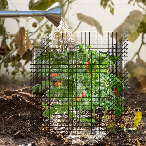 Warmfarm 12 Pics DIY Metal Plant Protectors from Deer, Garden Fencing Animal Barrier Size 11.8 * 11.8 inches, Mesh Plant Cage Chicken Wire Cloche for Plants with Stakes and Nylon Cables (12 Pcs) - Image 2