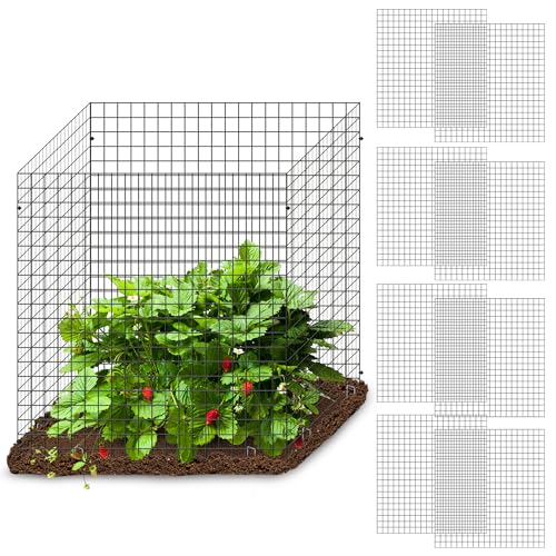 Warmfarm 12 Pics DIY Metal Plant Protectors from Deer, Garden Fencing Animal Barrier Size 11.8 * 11.8 inches, Mesh Plant Cage Chicken Wire Cloche for Plants with Stakes and Nylon Cables (12 Pcs) - Image 1