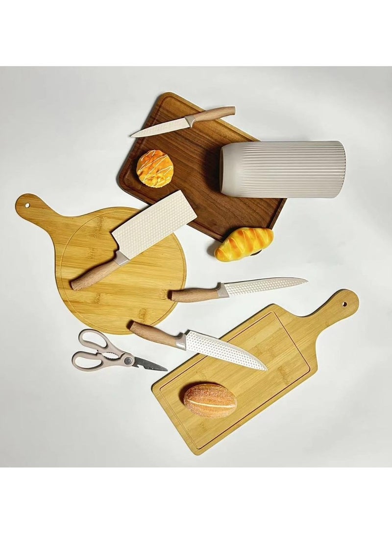 ج ت س آ ل مجموعة سكاكين مطبخ من الفولاذ المقاوم للصدأ مكونة من 6 قطع مع كتلة عالمية غير لاصقة وغير قابلة للانزلاق للاستخدام في المنزل والمطعم، شفرات متينة وحادة - Image 4