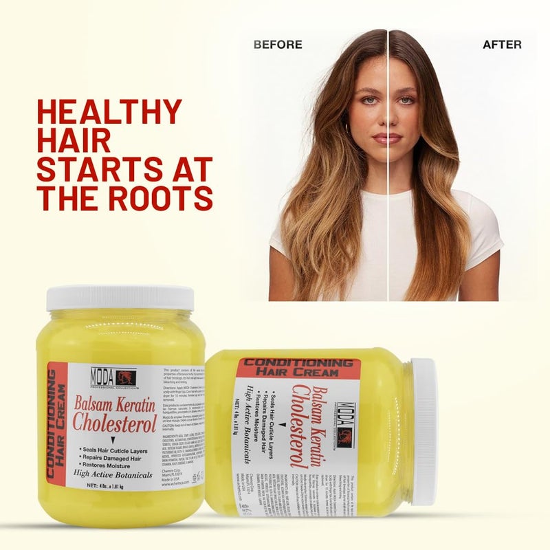 MODA - Cholesterol Deep Conditioning Hair Cream with Keratin, Panthenol, Collagen Amino Acids, Jojoba Oil, and Vitamin E â€“ 64 Oz - Image 4