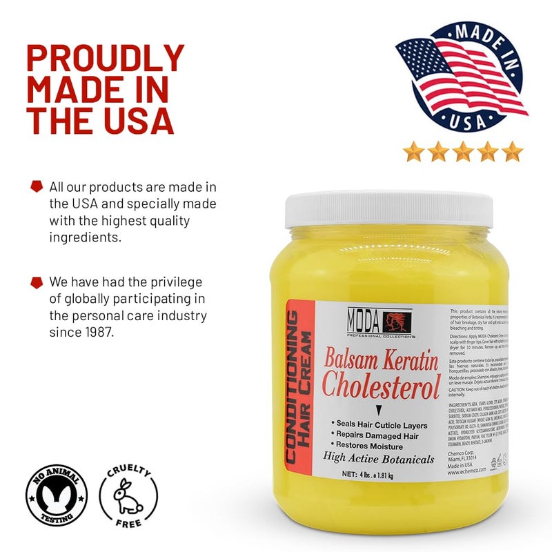 MODA - Cholesterol Deep Conditioning Hair Cream with Keratin, Panthenol, Collagen Amino Acids, Jojoba Oil, and Vitamin E â€“ 64 Oz - Image 5