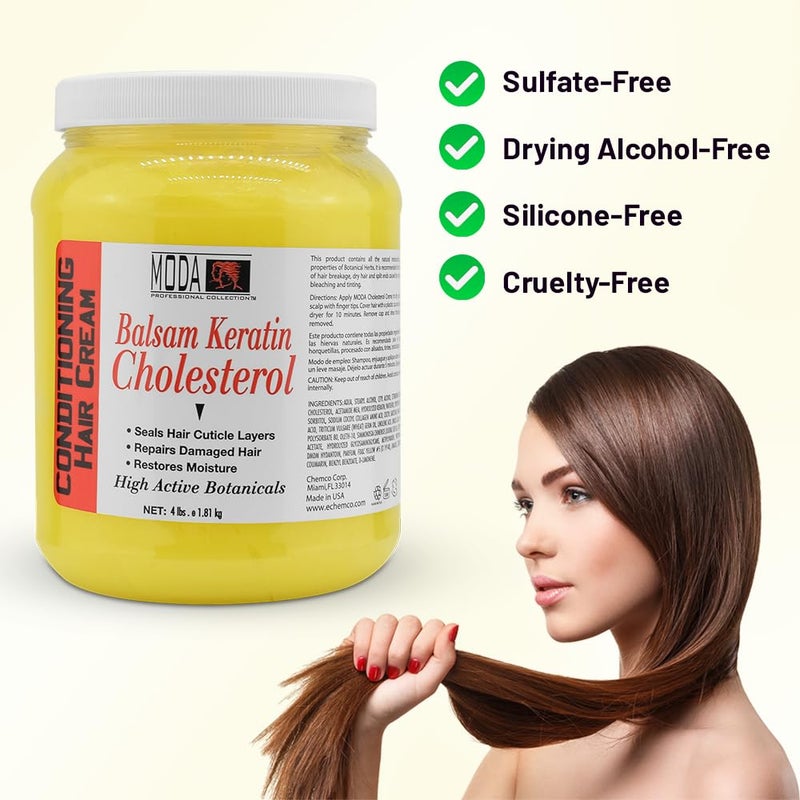 MODA - Cholesterol Deep Conditioning Hair Cream with Keratin, Panthenol, Collagen Amino Acids, Jojoba Oil, and Vitamin E â€“ 64 Oz - Image 3