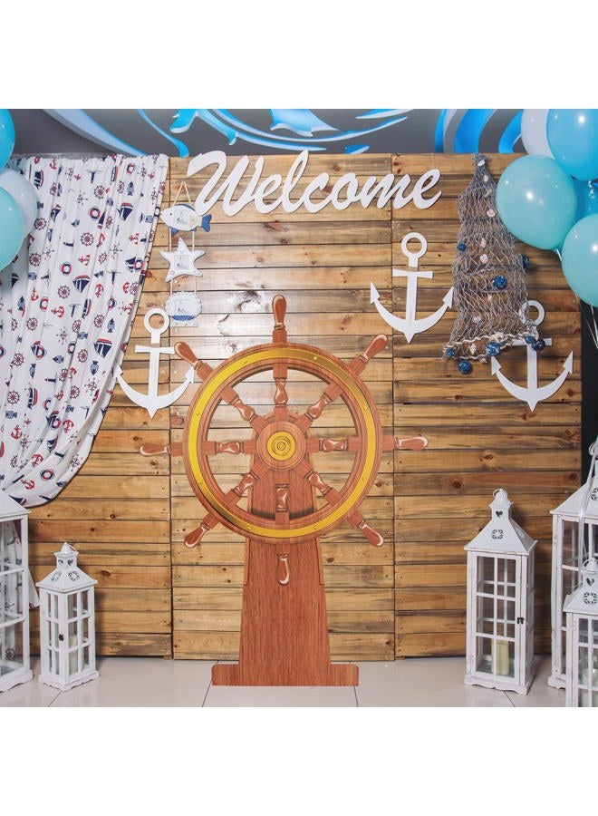 LEIFEOSH 4 Feet Ship Wheel Cardboard Cutout Standup Nautical Party Decoration Large Pirate Ship Wheel Photography Prop Party Back Drops Halloween Decor - Image 4