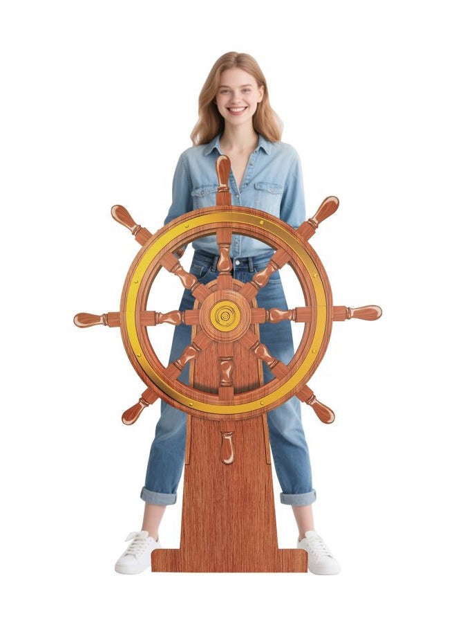 LEIFEOSH 4 Feet Ship Wheel Cardboard Cutout Standup Nautical Party Decoration Large Pirate Ship Wheel Photography Prop Party Back Drops Halloween Decor - Image 1