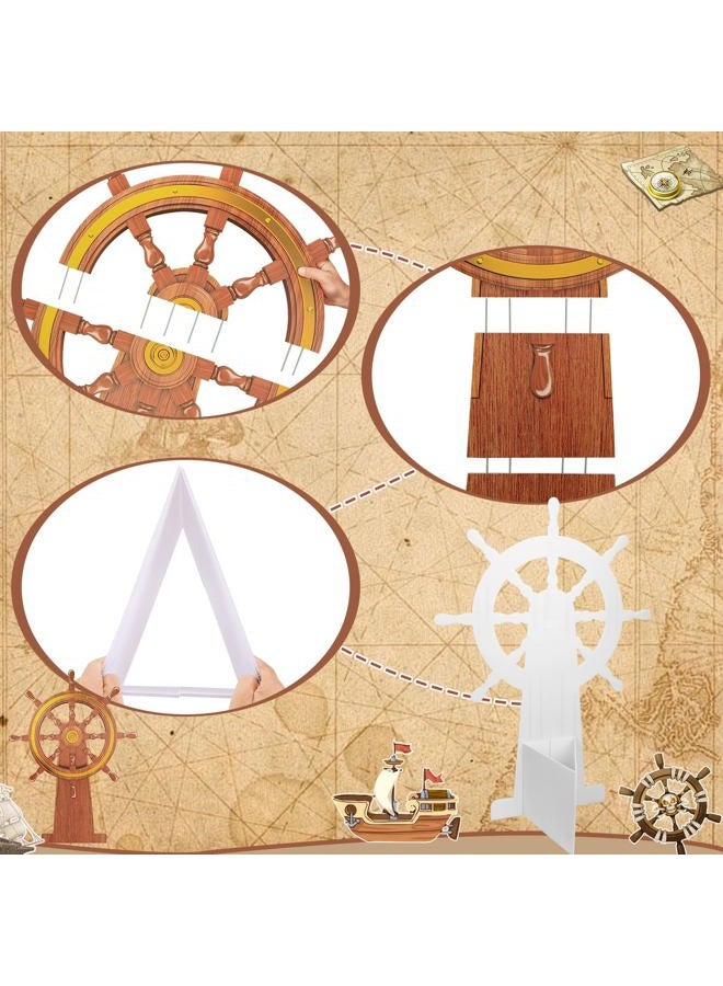 LEIFEOSH 4 Feet Ship Wheel Cardboard Cutout Standup Nautical Party Decoration Large Pirate Ship Wheel Photography Prop Party Back Drops Halloween Decor - Image 3